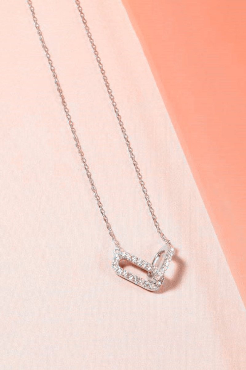 Double Oval Knot Pendant Diamond Necklace