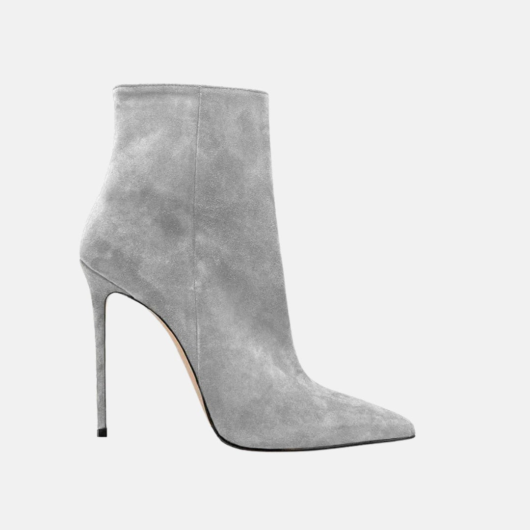 Suede Stiletto Ankle Boots with Pointed Toe