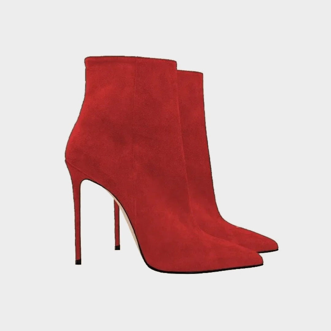 Suede Stiletto Ankle Boots with Pointed Toe