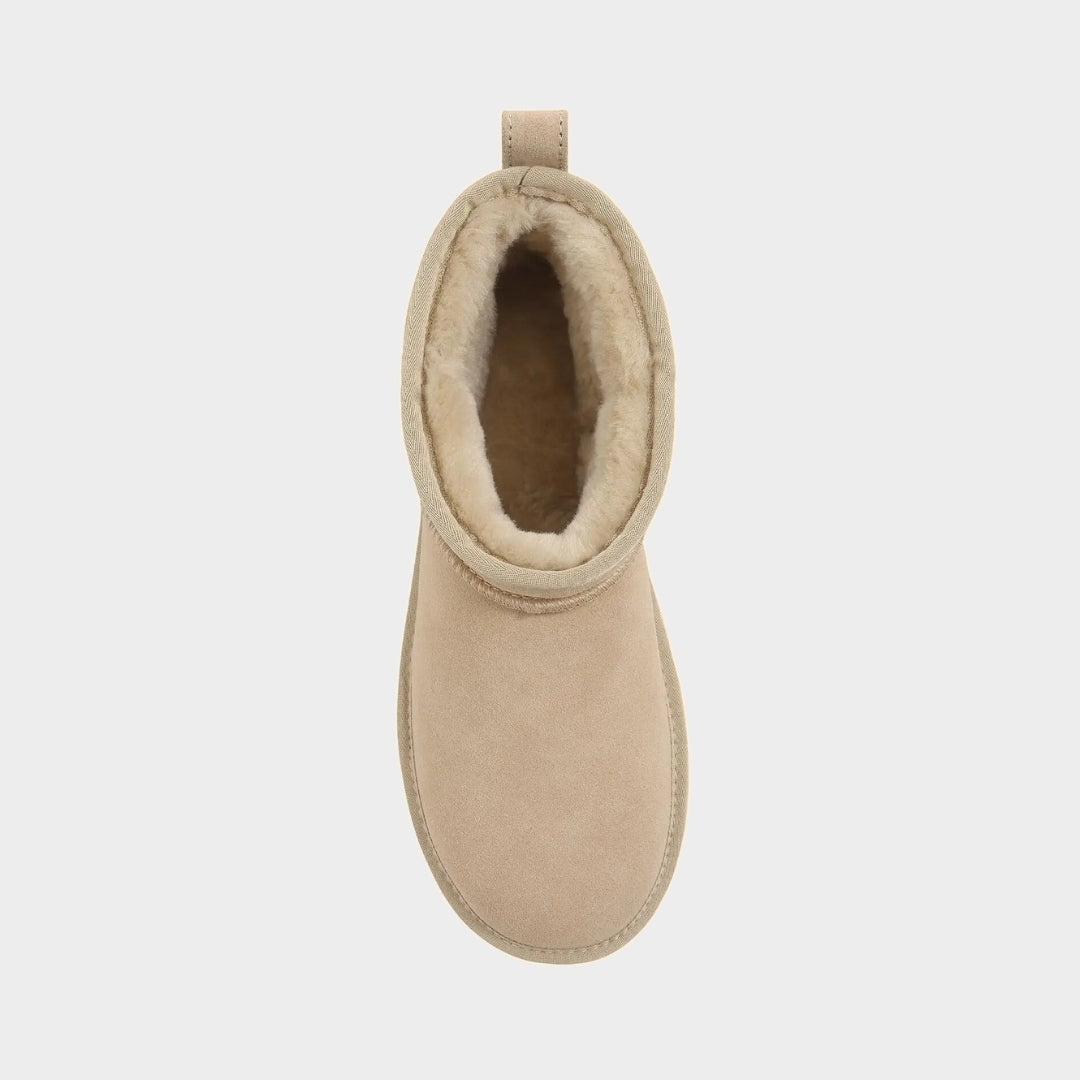Suede Ankle Slip-On Winter Lounge Boots with Plush Lining