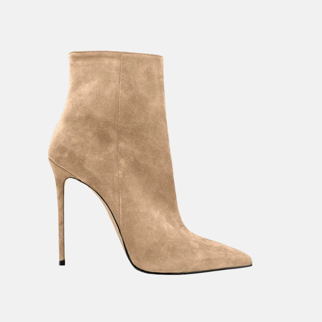 Suede Stiletto Ankle Boots with Pointed Toe
