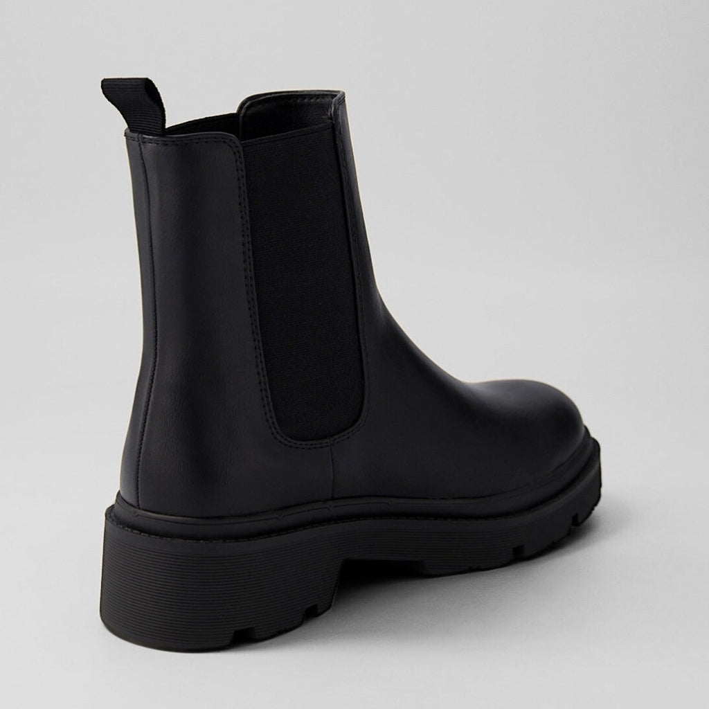 Leather Chelsea Rain Boots with Chunky Sole and Low Block Heel