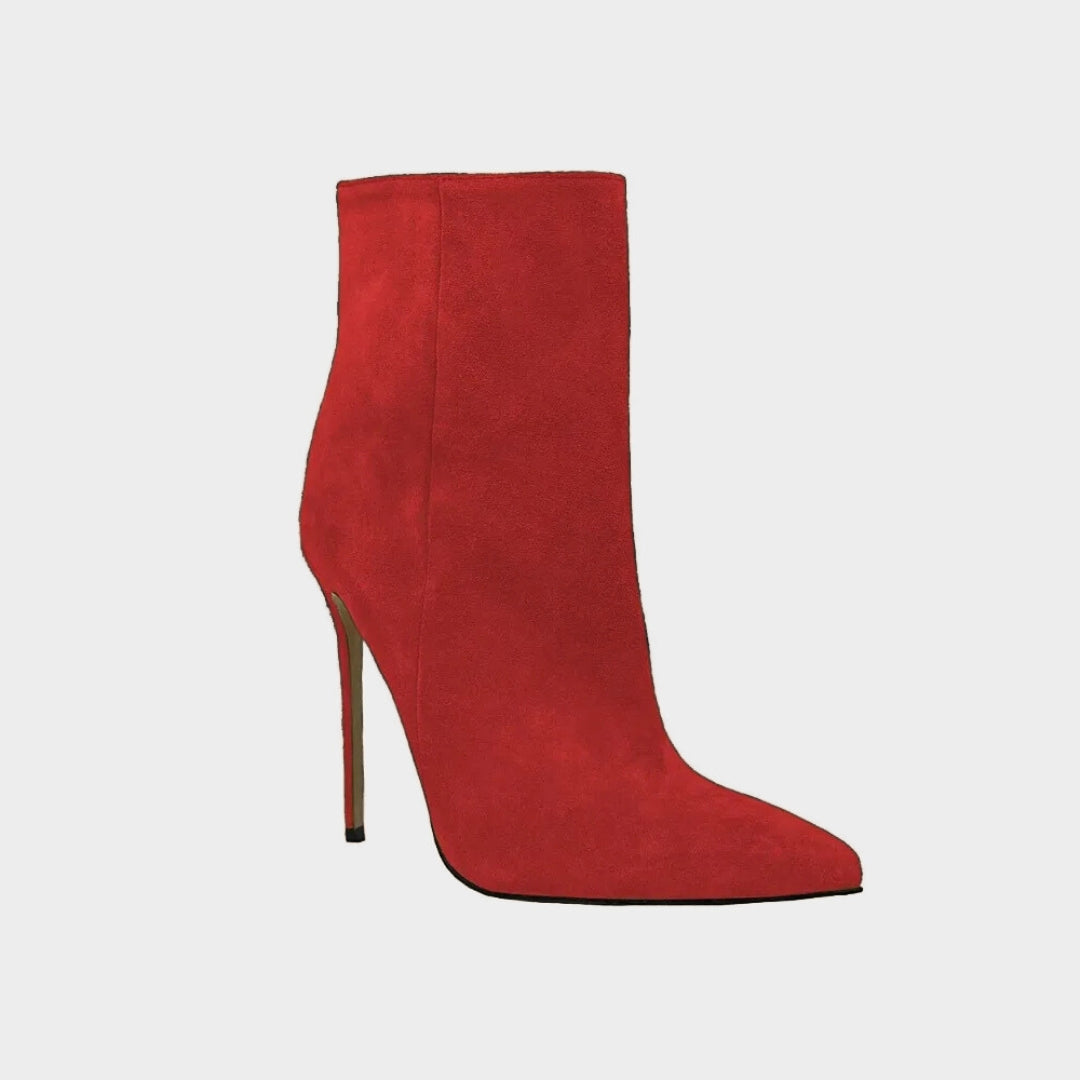 Suede Stiletto Ankle Boots with Pointed Toe