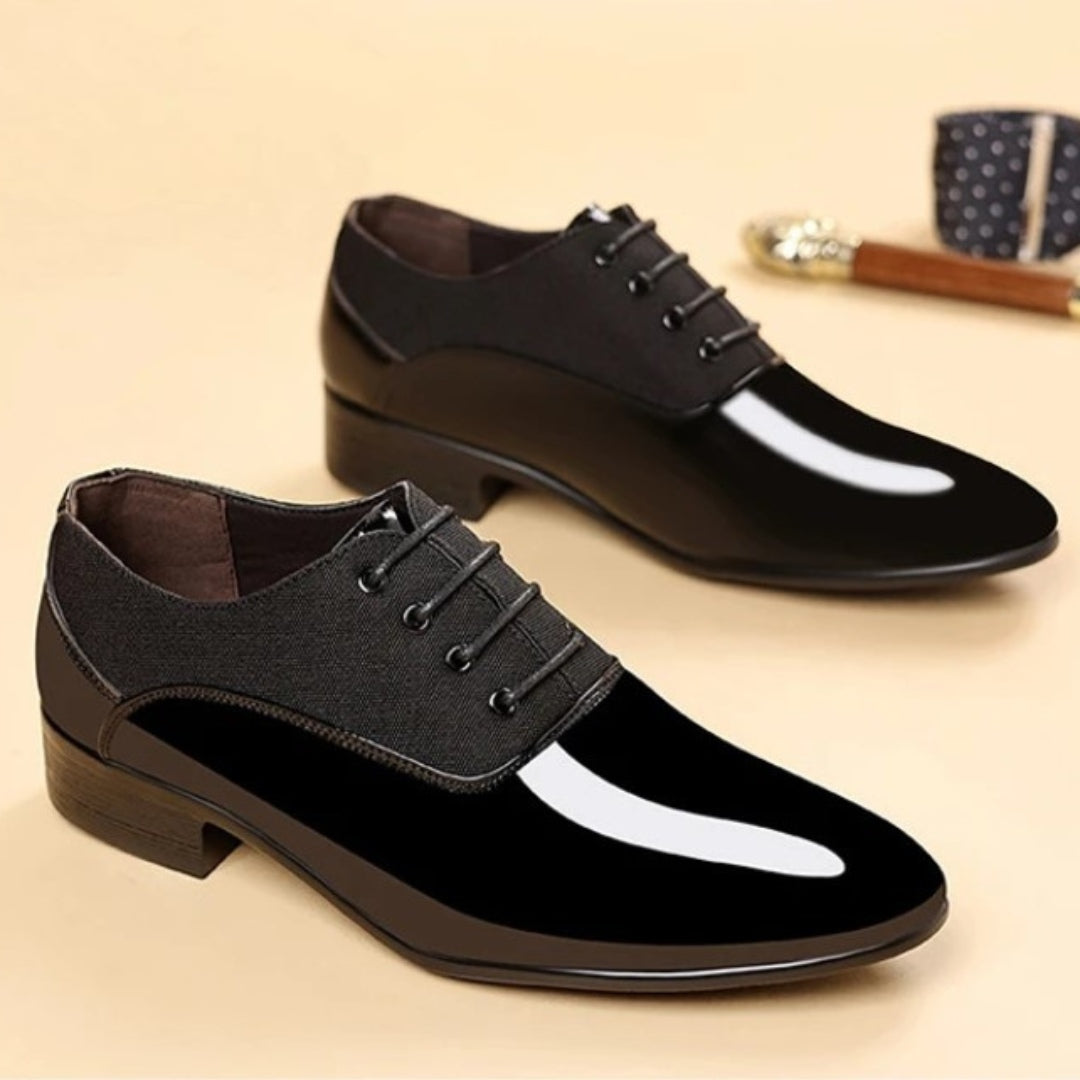 Patent Style Pointed-Toe Oxford Dress Shoes