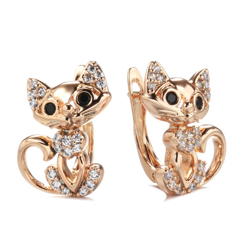 Sweet Zirconia Cat Earrings