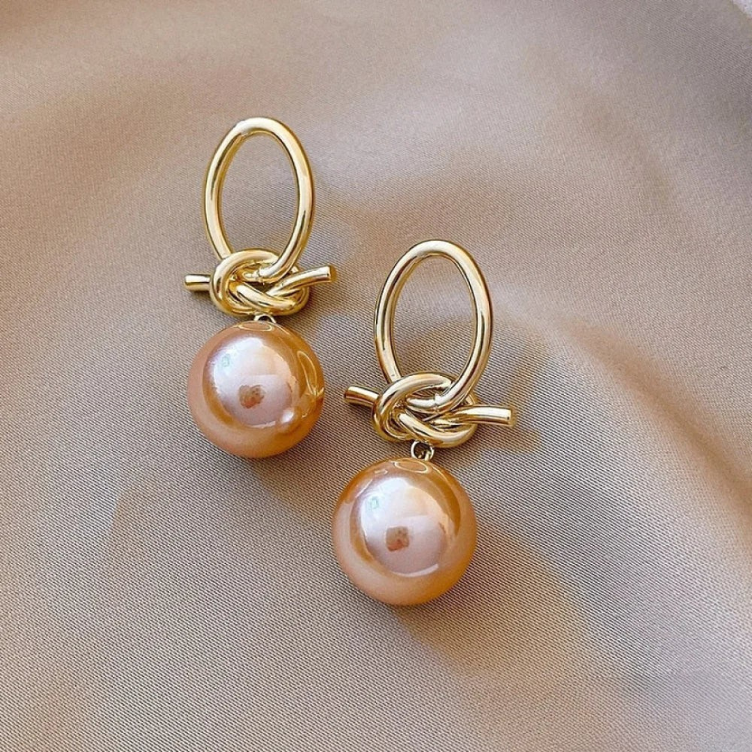 Elegant Pink Pearl Drop Earrings