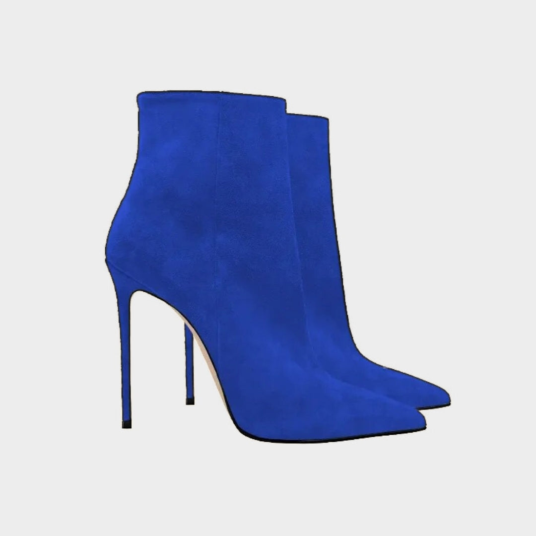 Suede Stiletto Ankle Boots with Pointed Toe