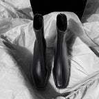 Square Toe Ankle Boots with High Block Heel