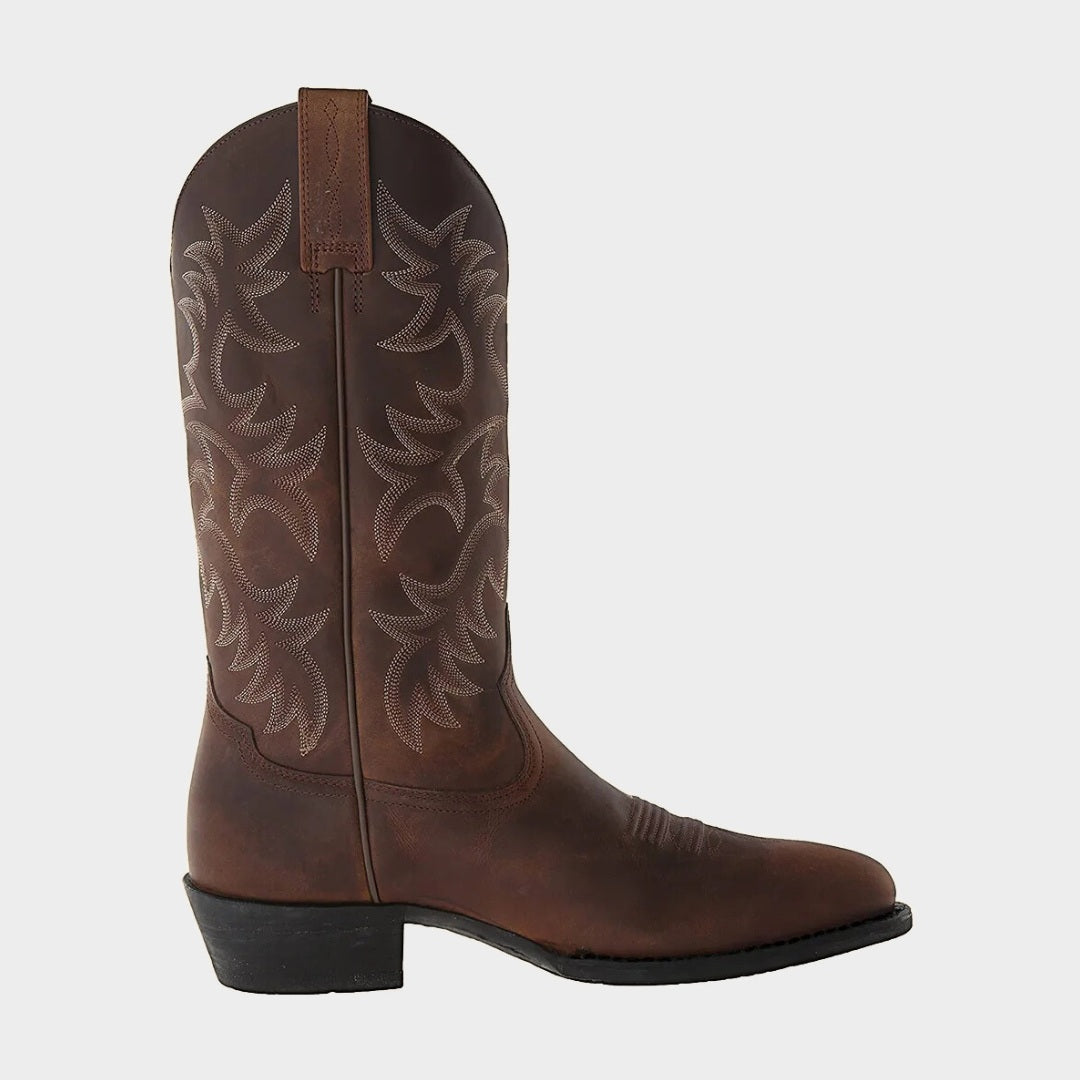 Embroidered Cowboy Riding Boots with Pointed Toe