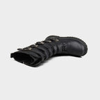 Classic Black Motorcycle Boots with Metallic Buckles