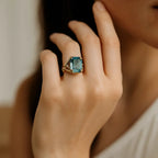 Vintage Rose Gold Blue Zirconia Ring