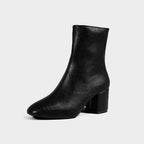Minimalist Polished Ankle Boots with High Block Heel and Pointed Toe