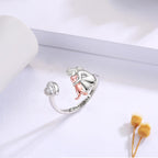 Adjustable Dog Ring in Silver “Always in My Heart” with Zirconia