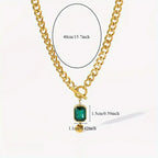 Chunky Chain Emerald Gold  Pendant Necklace
