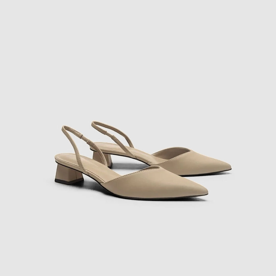 Slingback Pointed Toe Heels with Low Block Heel