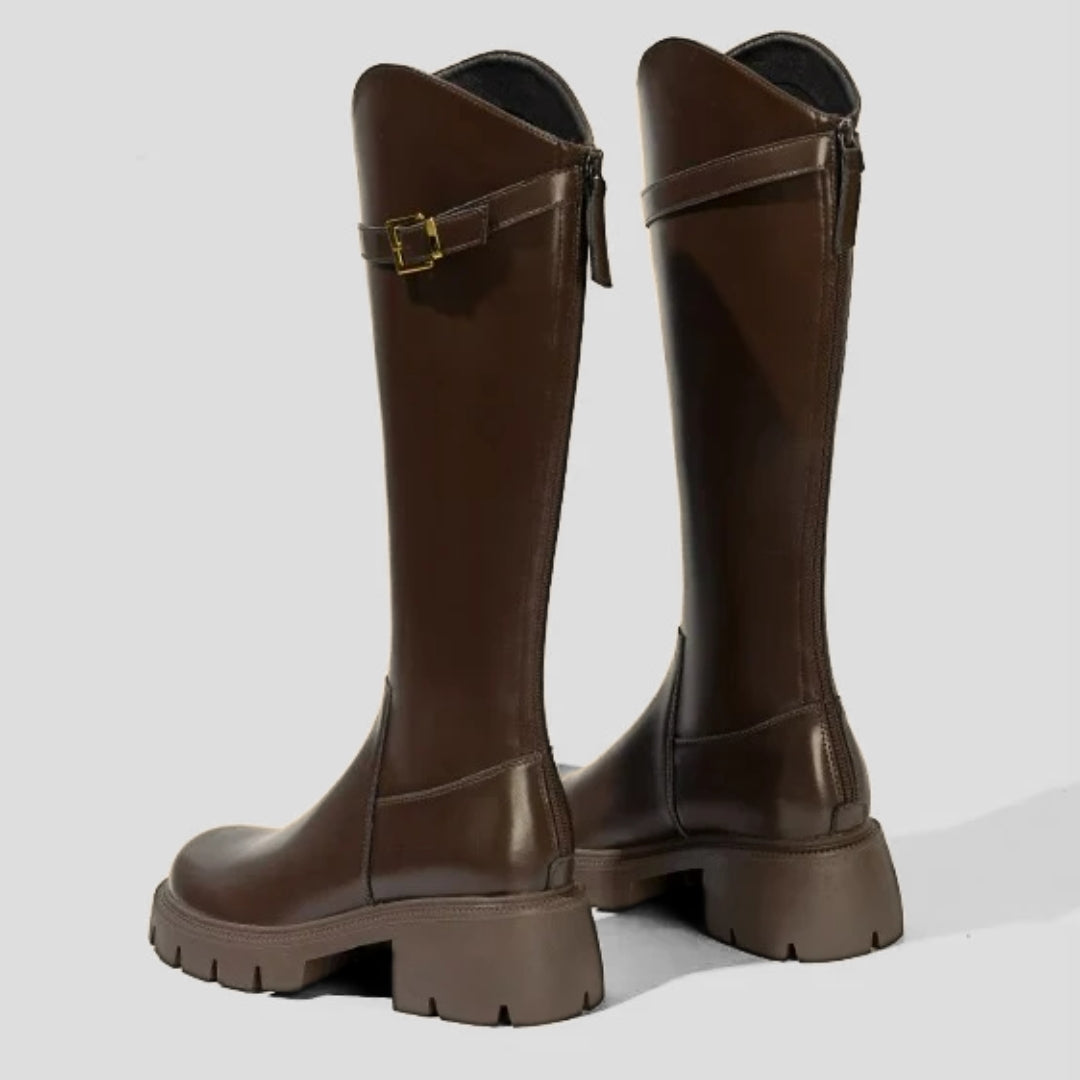 Knee-High Riding boots with Chunky Block Heel and Lug Sole