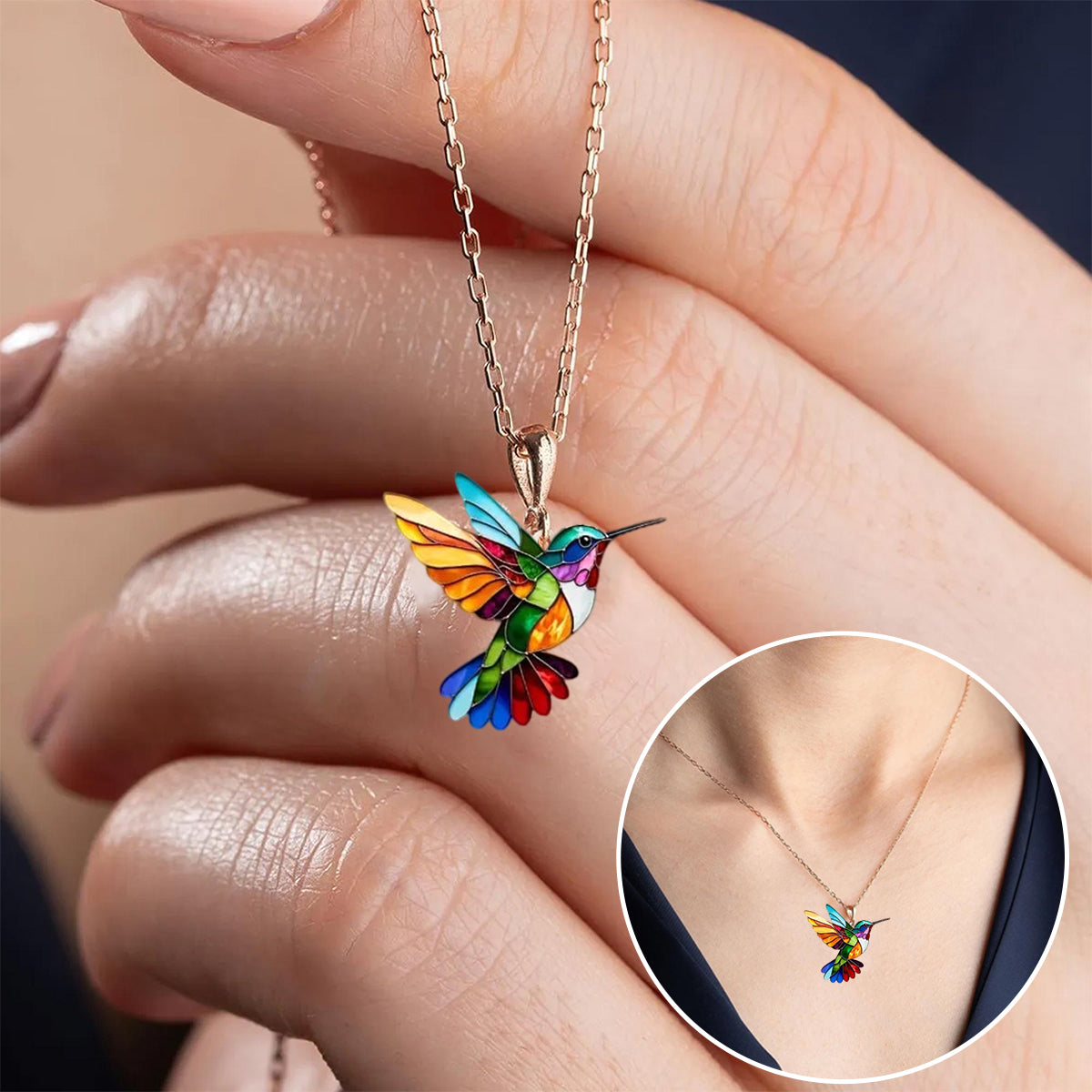 Hummingbird Necklace with Bonus Earrings