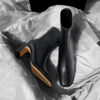 Square Toe Ankle Boots with High Block Heel