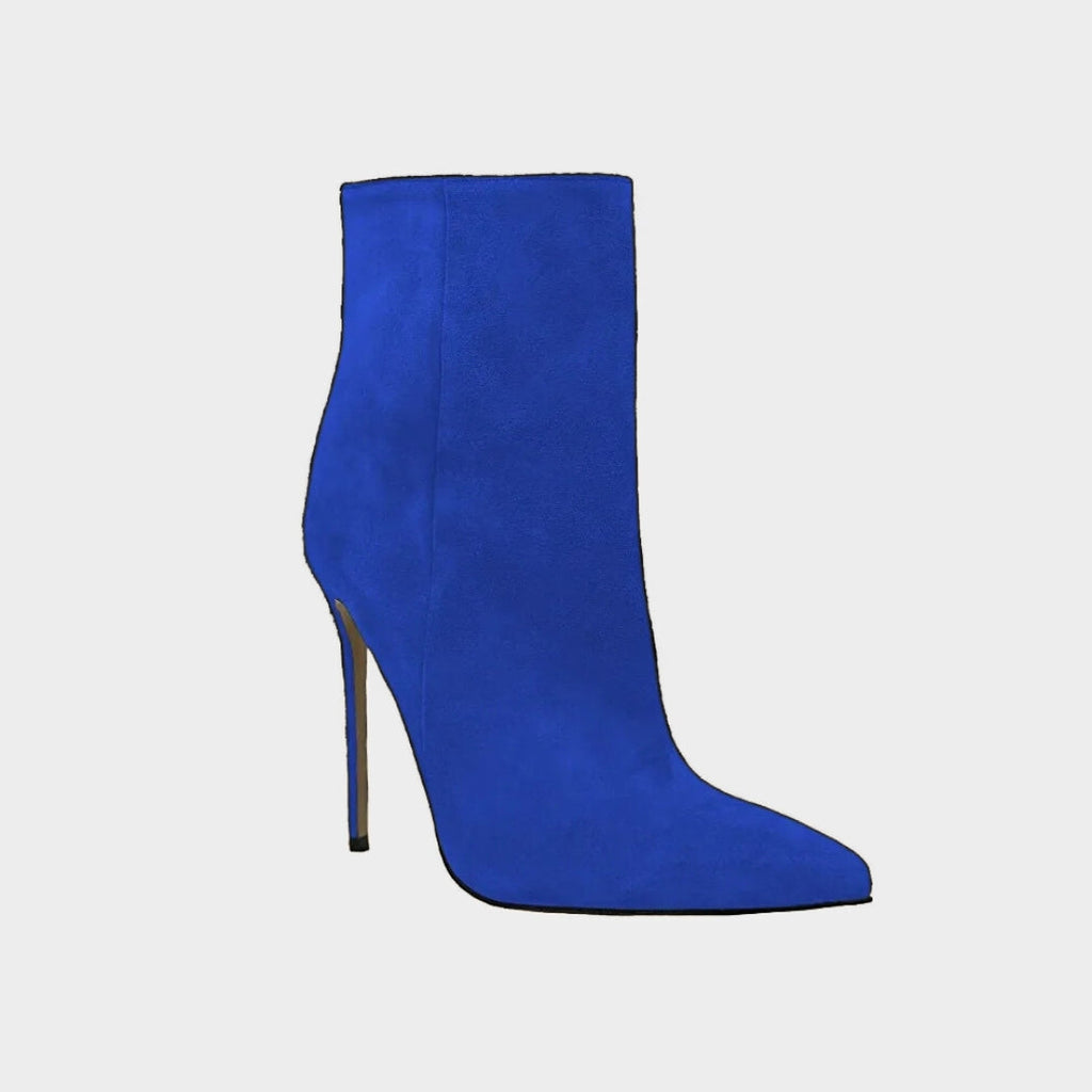 Suede Stiletto Ankle Boots with Pointed Toe