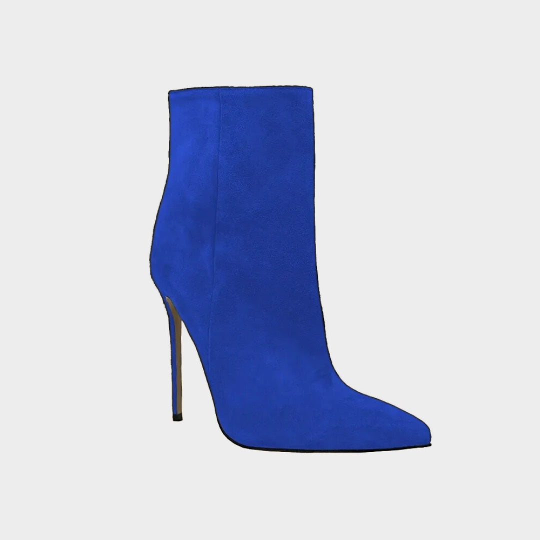 Suede Stiletto Ankle Boots with Pointed Toe
