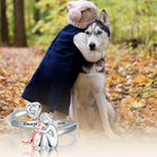 Adjustable Dog Ring in Silver “Always in My Heart” with Zirconia