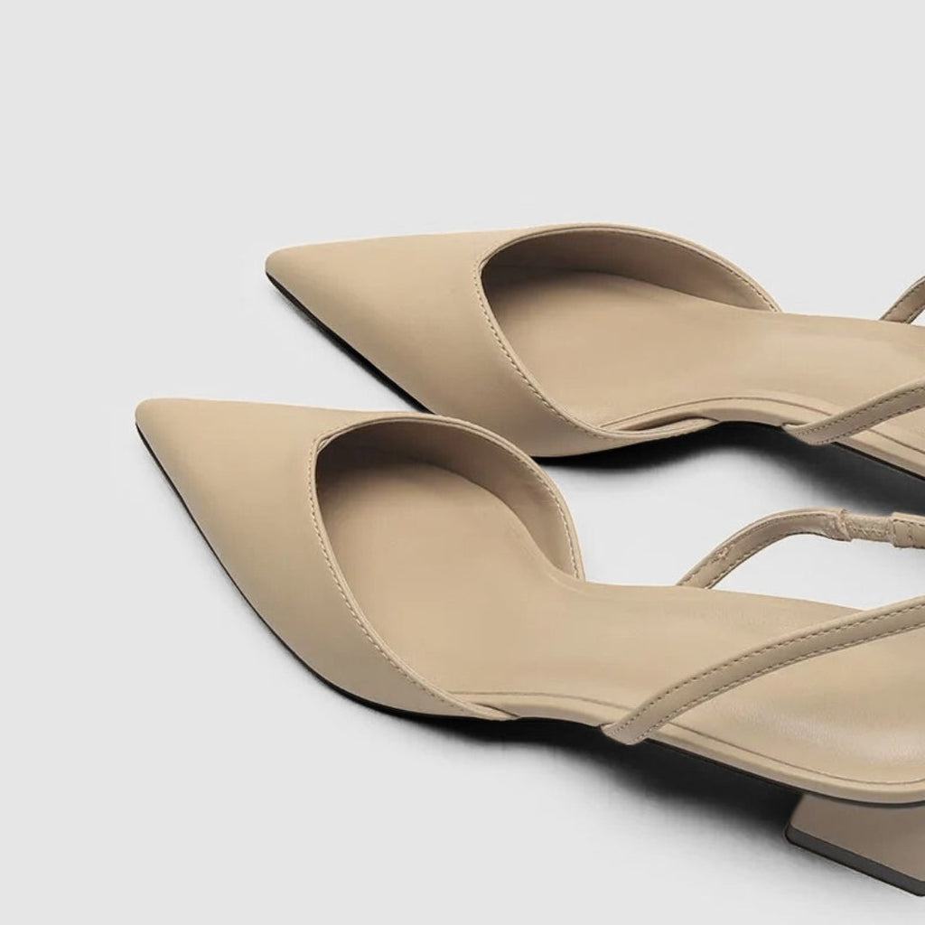 Slingback Pointed Toe Heels with Low Block Heel