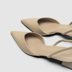 Slingback Pointed Toe Heels with Low Block Heel