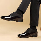 Patent Style Pointed-Toe Oxford Dress Shoes