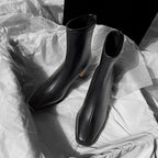 Square Toe Ankle Boots with High Block Heel
