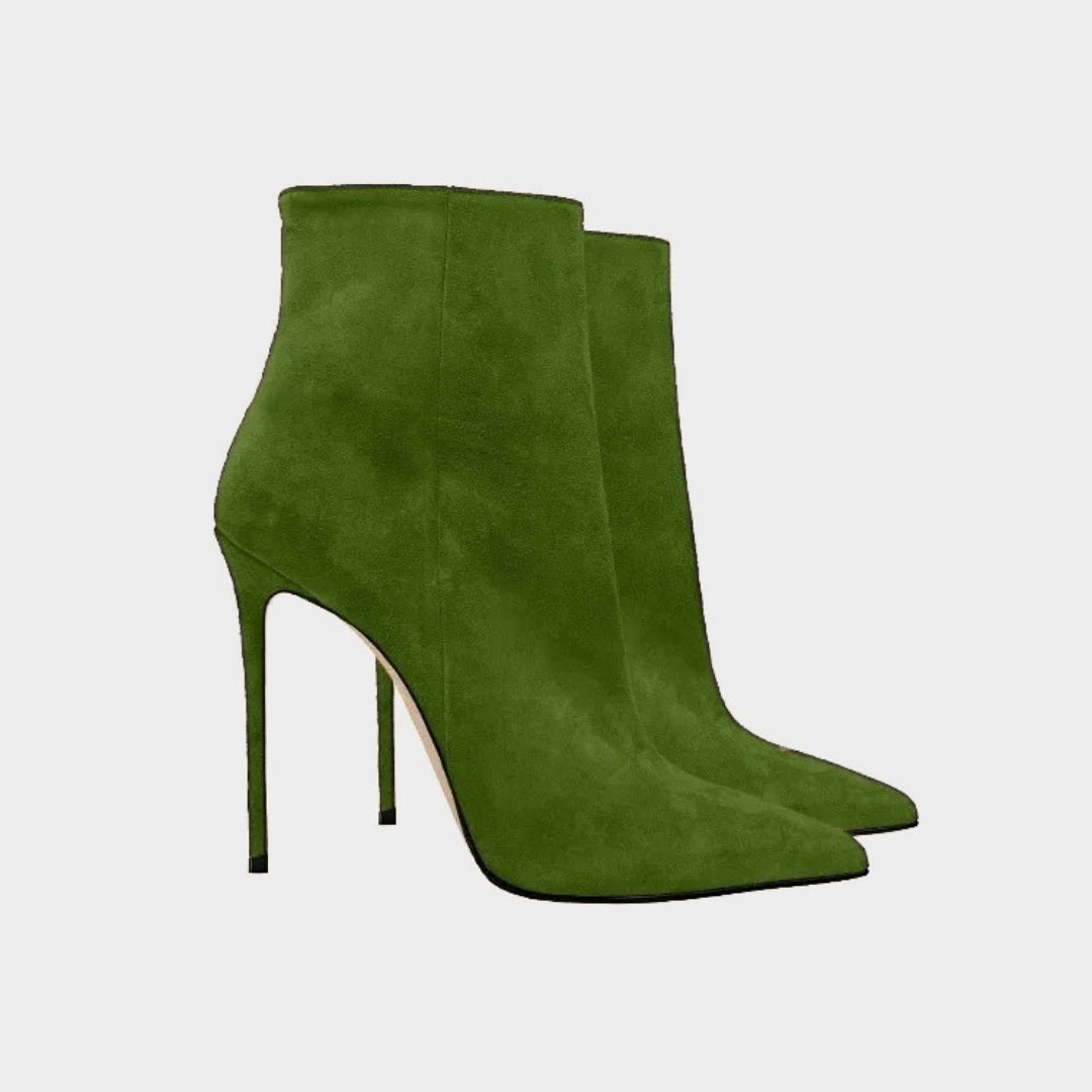 Suede Stiletto Ankle Boots with Pointed Toe