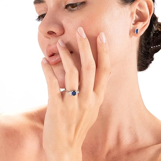 Octagon Cut Sapphire Ring