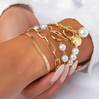 Elegant 4-Piece Gold Bracelet Set