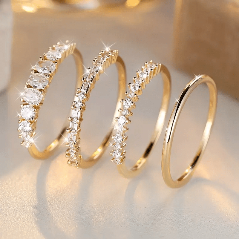 Golden Zirconia Stacking Rings