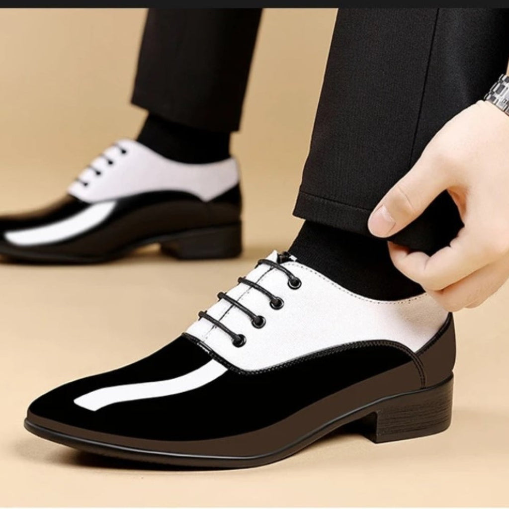 Patent Style Pointed-Toe Oxford Dress Shoes