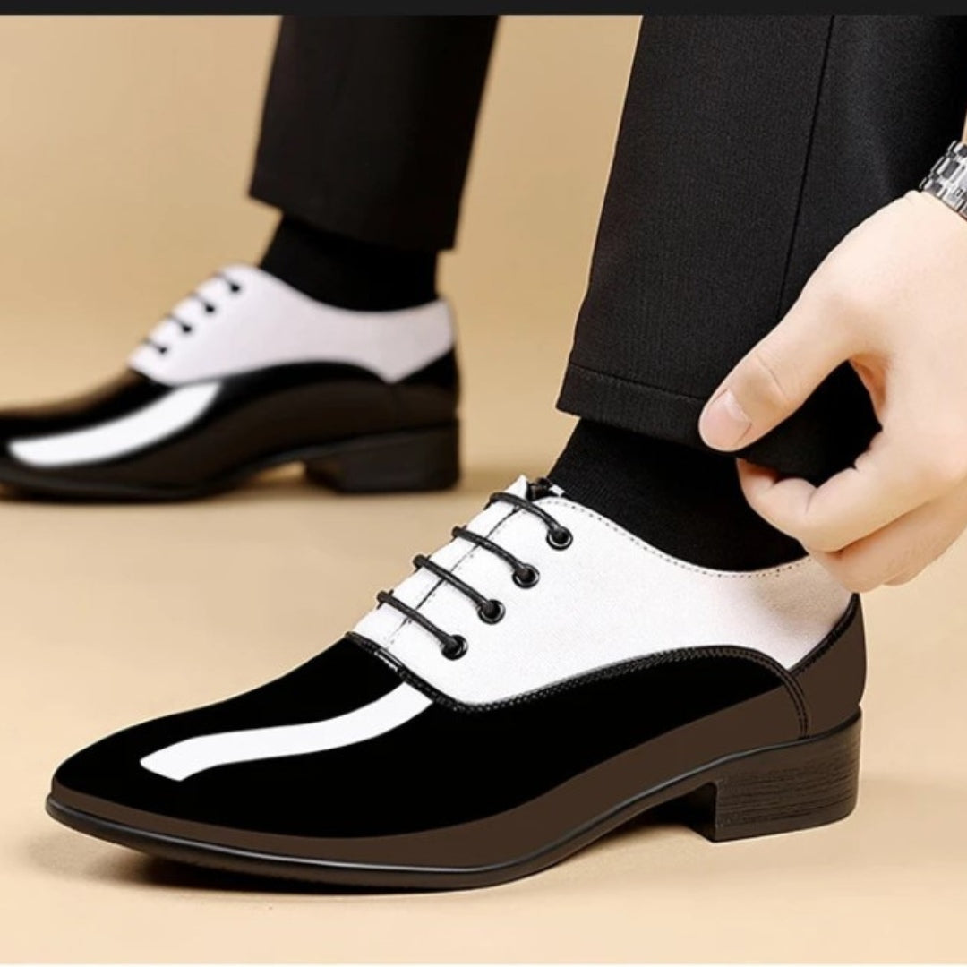 Patent Style Pointed-Toe Oxford Dress Shoes