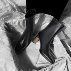 Square Toe Ankle Boots with High Block Heel