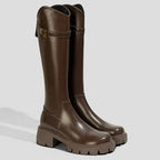 Knee-High Riding boots with Chunky Block Heel and Lug Sole
