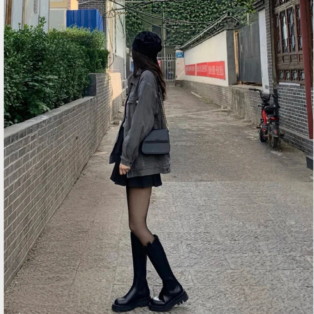 XY (find better variant images) Platform Knee High Boots with Fur Lining