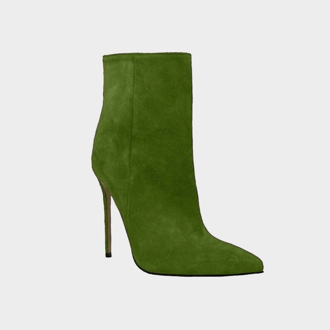 Suede Stiletto Ankle Boots with Pointed Toe