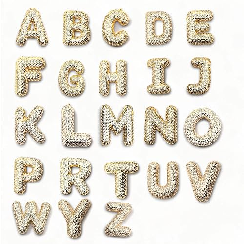 Gold Bubble Letter Initial Necklace