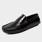 Glossy Leather Slip-On Penny Loafers with Soft Sole