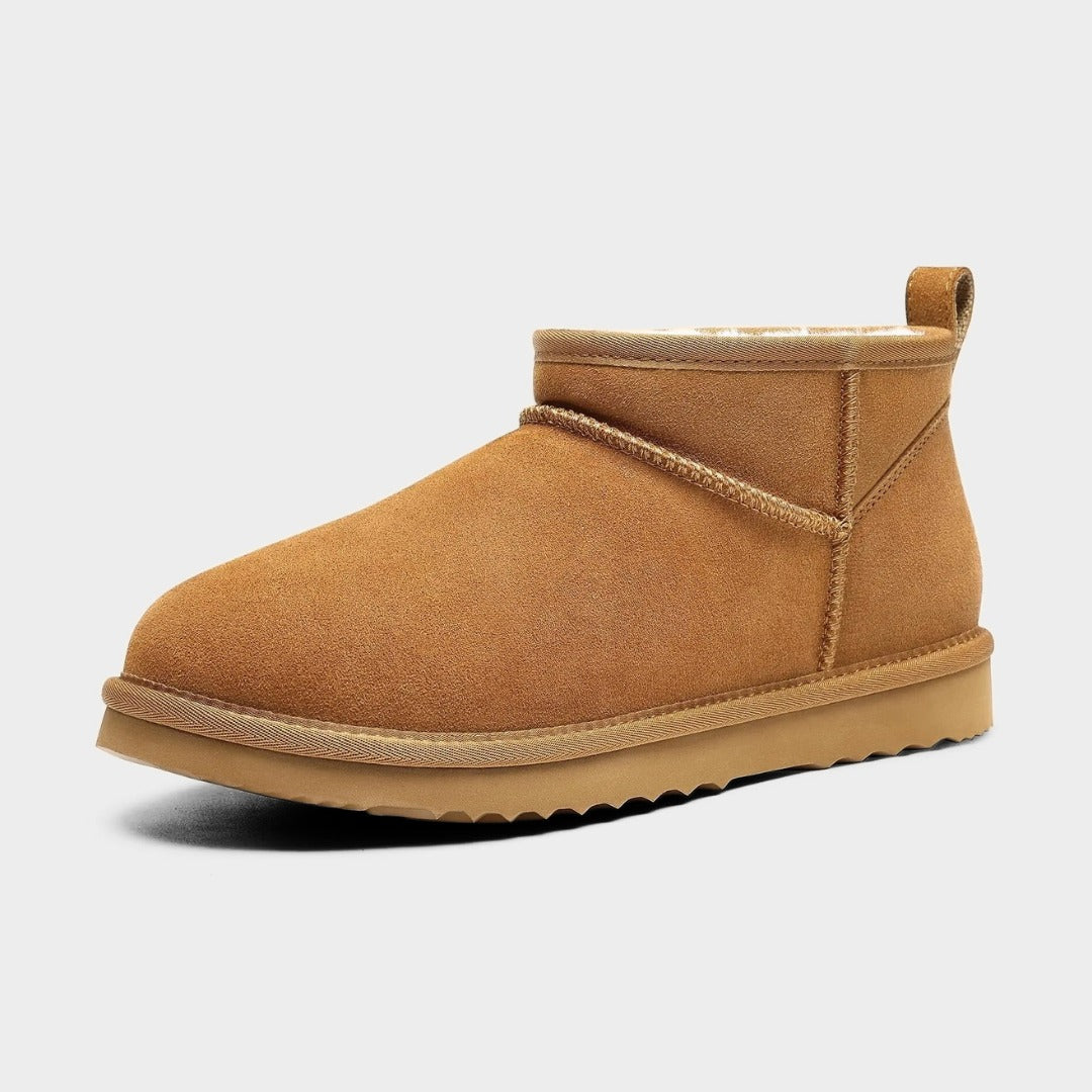 Suede Ankle Slip-On Winter Lounge Boots with Plush Lining
