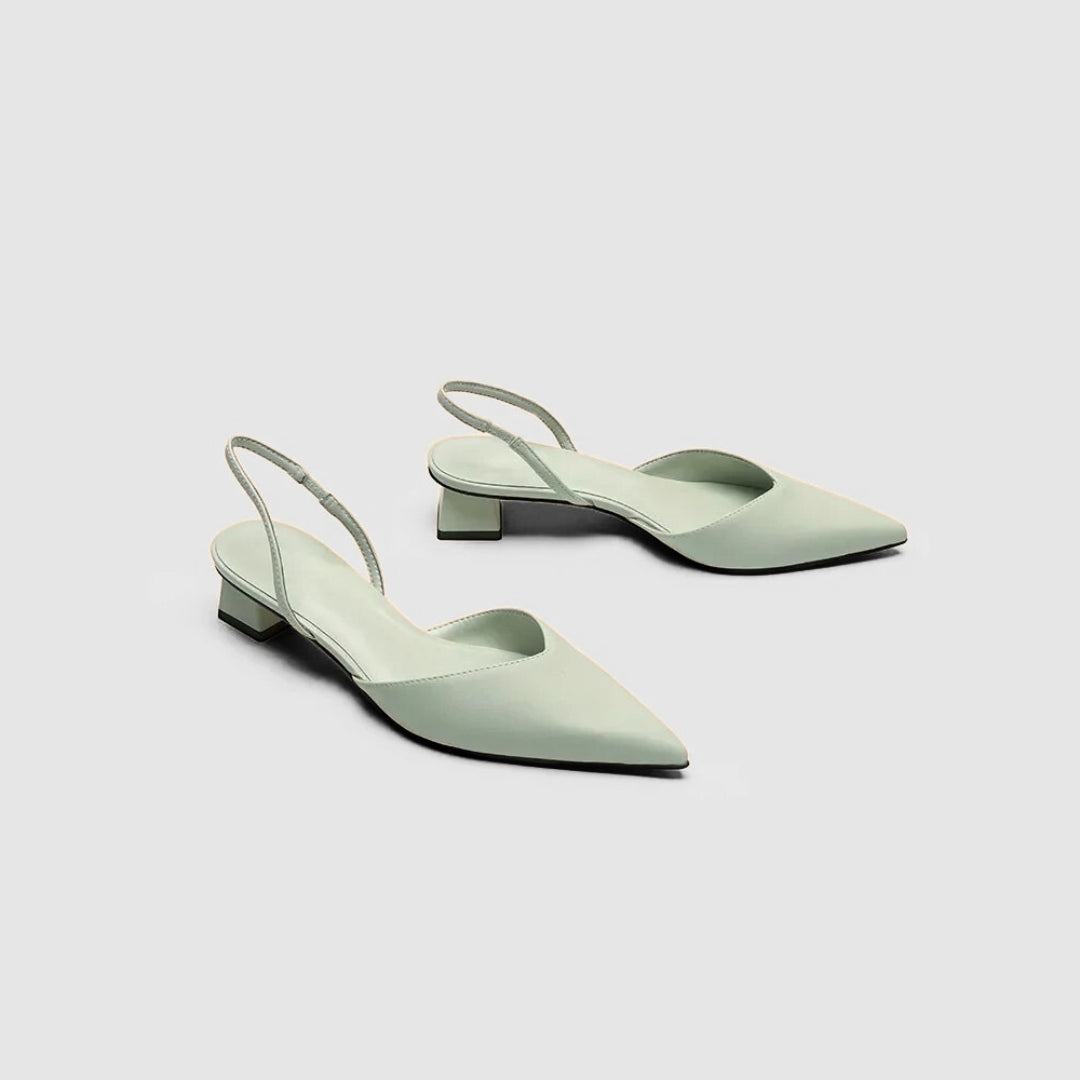 Slingback Pointed Toe Heels with Low Block Heel
