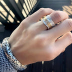 Chunky Silver Ring with Gold Details