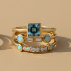 Vintage Blue Crystal Ring Set