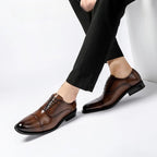 Waterproof Cow Leather Oxford Shoes with Pointed Toe