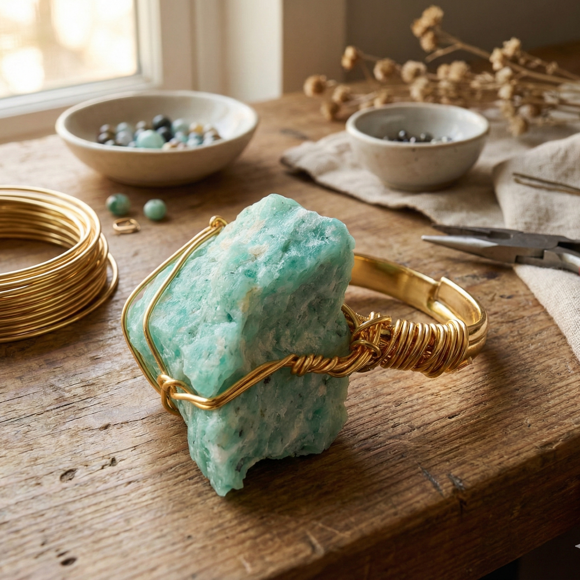 Raw Aqua Quartz Claw Ring