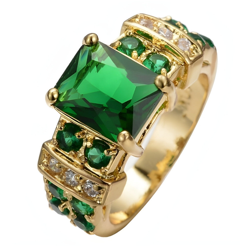 Green Crystalline Golden Ring