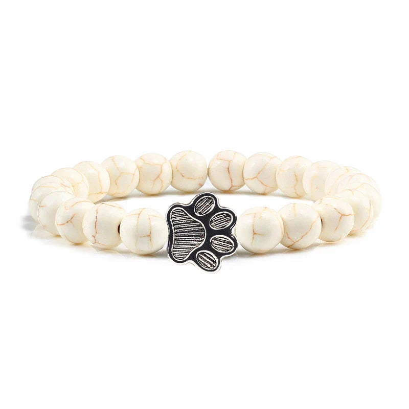 Beaded Paw Bracelet Natural Stone Design