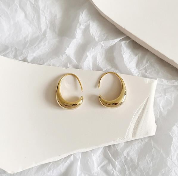 Oval Hoop Gold and Silver Earrings